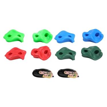 Imagem de harayaa 8 peças de suporte para parede de escalada, suporte para parede de escalada, para pedras, conjunto de brinquedos para crianças para playground ao ar, 2 Cintas de Catraca