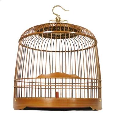 Imagem de Gaiola de pássaro de bambu gaiola de pele de melão destacável redonda pequena gancho de pássaro portátil ninho de pássaro