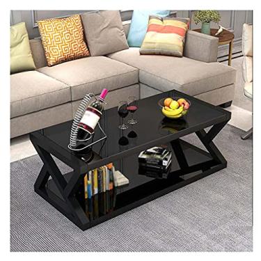 Imagem de Mesa de centro de design simples, mesa de café, moderna de vidro temperado, mesa de chá industrial, adequada para mesa lateral quadrada de chá, quarto, sala de estar, escritório, mesa lateral