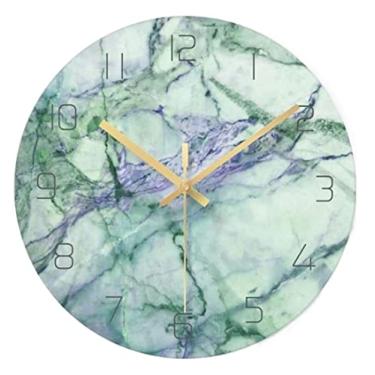 Imagem de Relógio de parede de 30,5 cm Relógio digital de cor de mármore nórdico moderno de vidro temperado para quarto relógios artísticos personalidade sala de estar relógio de parede decoração (cor: OneColor