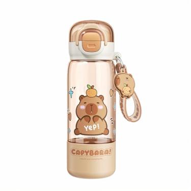 Imagem de Chaveiro Capybara Garrafa de água com tampa – Garrafas de água fofas de 510 ml com canudo e tampa de bloqueio à prova de vazamento, garrafa de água infantil de plástico sem BPA para meninos e meninas