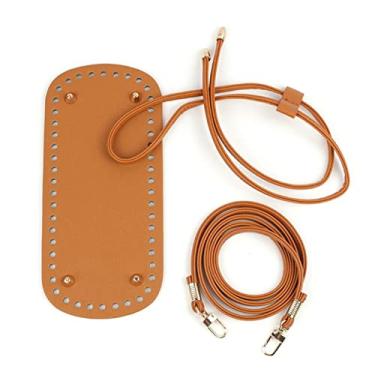 Imagem de YANGQI yaoqijie 3 peças/conjunto de bolsa modelador de fundo faça você mesmo tricô crochê couro PU bolsa base com alça inferior bolsa balde acessórios duráveis (cor: marrom)