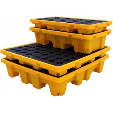 Imagem de Bandeja De Derramamento De Tanque De óleo, Plataforma De Contenção De Derramamento De Tambor Empilhadeiras De Paletes De Plástico à Prova De Vazamentos Bandeja De, Yellow, 120 * 120 * 18cm