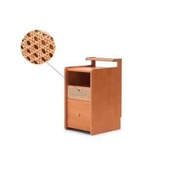 Imagem de Mesa de cabeceira de sofá toda de madeira maciça armário de armazenamento de madeira de cerejeira para casa nórdica armário de armazenamento de cabeceira moderno leve luxo mesa pequena