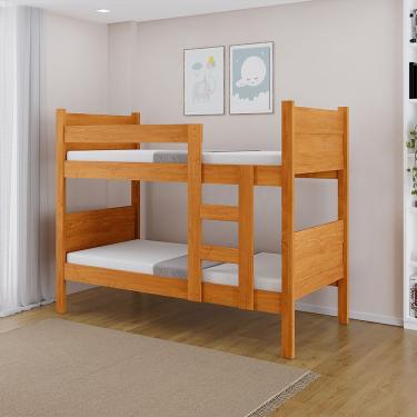 Imagem de Beliche 100% Mdf Fortaleza - Duas Camas Solteiro Compacta E Moderna Nature Amadeirado