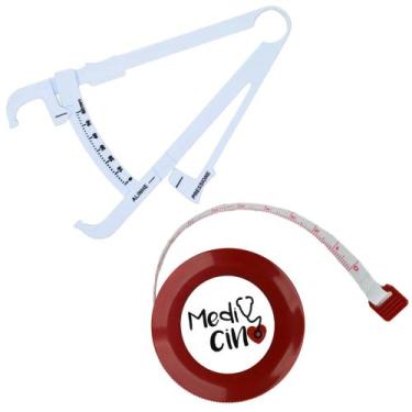 Imagem de Kit Avaliacao Fisica Medir Gordura Corporal Fita Metrica Imc Adipometr