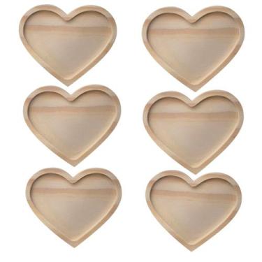 Imagem de Jogo de pires coração madeira 6 peças - madeira pinus Jr decor