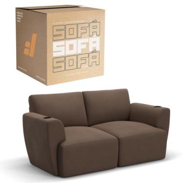 Imagem de Sofá 2 Lugares Sala De Estar em Tecido Linho Modular Damie Na Caixa, M