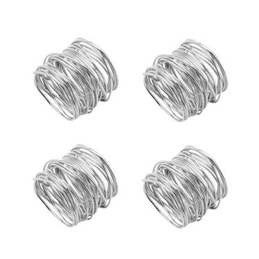 Imagem de Cj 4 Anéis/Argolas de Aço Niquelado P/Guardanapos Espiral Prata Lyor