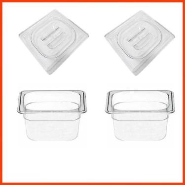 Imagem de Kit de 2 Cubas Gastronômicas Com Tampa Acrilico 1/6 100mm - Zepper