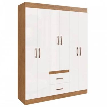 Imagem de Guarda Roupa Montevideu Casal 6 Portas 2 Gavetas Doripel Cor Off White Nogueira