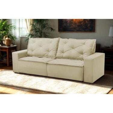 Imagem de Sofá Retrátil e Reclinável 2 lugares com Molas 1,50m Atenas Suede Bege