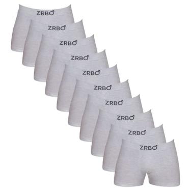 Imagem de Kit 10 Cuecas Boxer Zrbo Algodão Sem Costura Masculina Sortido, Cinza,