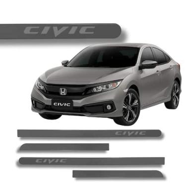 Imagem de Jogo Friso Lateral Honda Civic Cinza Iridium Ponta Redonda, Cinza Irid