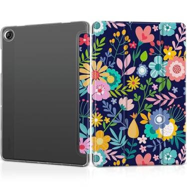 Imagem de DONGKE Capa para Samsung Galaxy Tab A9+/A9 Plus 27.9 cm 2023 (SM-X210/X216/X218), suporte fino, capa traseira translúcida, capa inteligente, despertar/hibernar automaticamente - florais coloridos