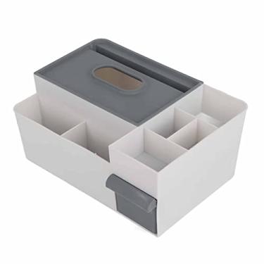 Imagem de Phefop Porta-guardanapos Elegante Com Grande Capacidade para Casa, Escritório, Cozinha, Banheiro, Capa de Tecido Facial de Plástico Durável para Sala de Estar (Cinza Claro com Cinza Escuro)