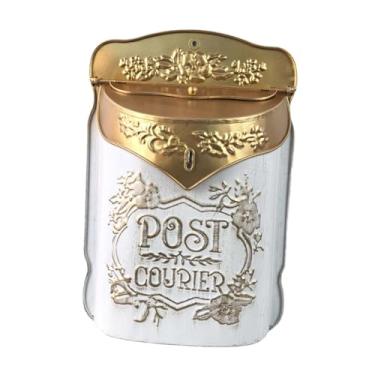 Imagem de Fenteer Caixa de correio com design vintage, porta-cartas, decoração para casa, caixa de correio rústica resistente, de depósito para cerca, portão externo