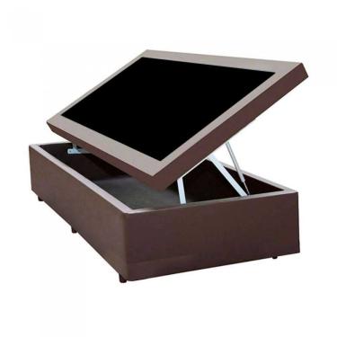 Imagem de Base Cama Box Bau Solteiro Marrom Sintetico Premium 47x88x188 - Santo Box FR