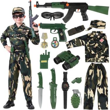 Imagem de Traje militar Kodvinp para meninos de 11 a 12 anos com acessórios