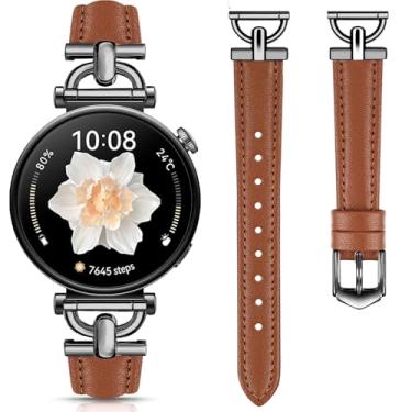 Imagem de DEALELE Pulseiras compatíveis com Huawei Watch GT5 Pro de 42 mm/GT5 de 41 mm/GT4 de 41 mm/Garmin Venu 3S/Forerunner 265S/255S/Fossil Gen 6, feminina de couro macio de 18 mm, marrom - preta