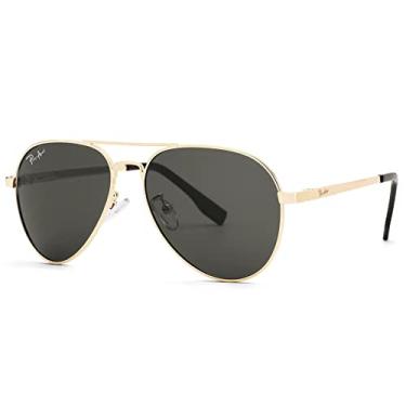 Imagem de Óculos de sol aviador polarizados para homens e mulheres, proteção UV, 58 mm, Cinza dourado, Medium