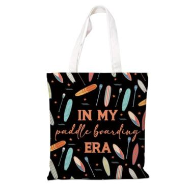 Imagem de Bolsa de lona estética - In My Paddle Board Era, sacolas femininas de algodão, bolsa de esportes aquáticos de praia, presentes de paddle boarders, sacolas de algodão para trabalho, compras, viagens