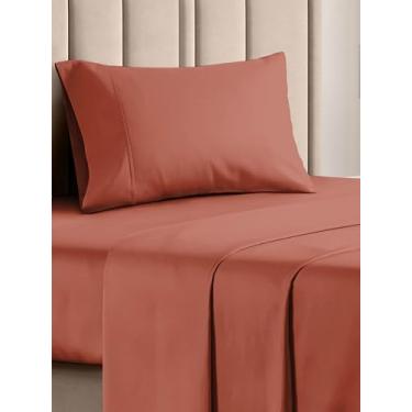 Imagem de Jogo de lençol de algodão egípcio - Jogo de cama solteiro GG - Lençóis 100% algodão egípcio - Lençóis de cama com bolso profundo - Algodão egípcio sedoso e macio - Lençóis de algodão egípcio de