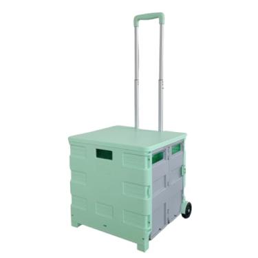 Imagem de Carrinho Da Compras Feira Mercado Dobravel Vira Maleta Portátil Multiuso(Verde e Cinza)