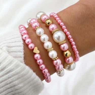 Imagem de Pulseiras cor-de-rosa com punhos boêmios, design artesanal, elegante, acessórios femininos contemporâneos