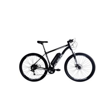 Imagem de Bicicleta KSX Motor Elétrico 350W 21V Câmbio Especial S. Com Pedal Assistido Aro 29 Quadro Alumínio (PRETO PRATA, 19)