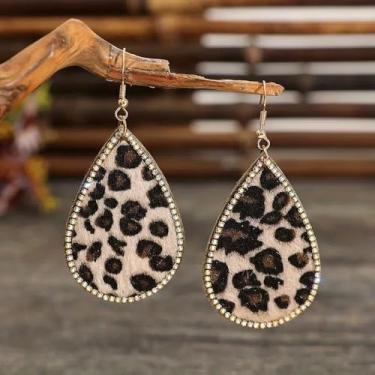 Imagem de Brincos pendentes em forma de gota d'água com estampa de leopardo, acessórios femininos estéticos, 3.08, Metal, Sem pedra preciosa