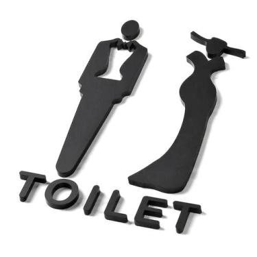 Imagem de Placa de banheiro acrílico 3D para banheiro masculino e feminino em PV