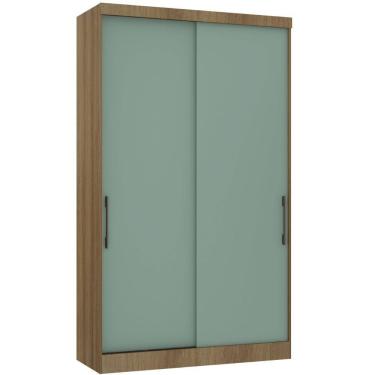 Imagem de Guarda Roupa Modulado 134,50cm 2 Portas De Correr Paris Luciane Móveis Avelã Pf Com Verde Pf