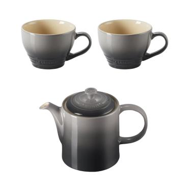 Imagem de KIT LE CREUSET 2 CANECAS BISTRO 400ML E 1 BULE 1,3L CINZA FLINT