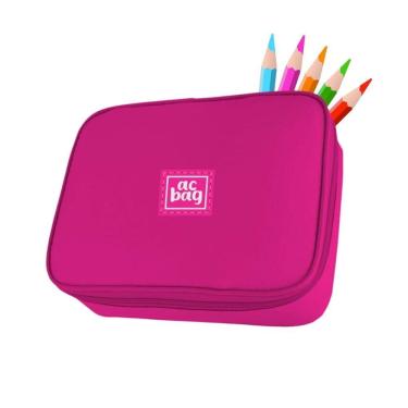 Imagem de Estojo Box Organizador Pink Grande Escolar Multiuso Kawaii Volta as Aulas Ensino Fundamental Médio