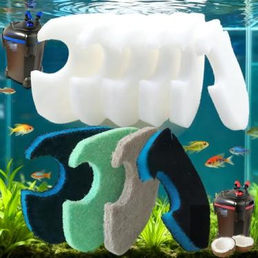 Imagem de PurifyLogix Almofadas de filtro de recipiente de substituição compatíveis com filtro externo de aquário AMOSIJOY 172/225/265GPH, kit de manutenção de suprimento de 2 meses, limpeza rápida, removedor