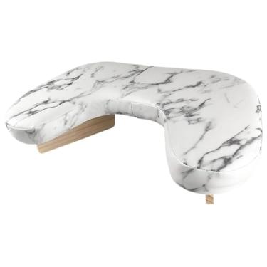 Imagem de Ysyqkn Apoio de mão em formato de U para unhas, revestido em couro PU, profissional para manicures, acessório multifuncional com base de madeira, Padrão de Mármore