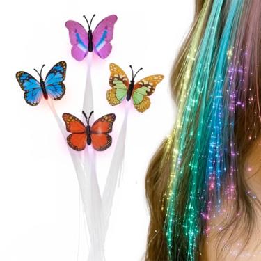 Imagem de Borboletas LED para Cabelo, Kit com 4 Presilhas Luminosas, Acessório Colorido para Tranças e Mechas, Clip Decorativo com Luzes