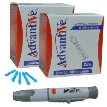 Imagem de 200 Lanceta Glicose Agulha Glicemia 1 Caneta Lancetadora - GTech, Univ