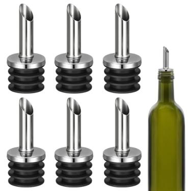 Imagem de 6 dosadores de garrafa de aço inoxidável, bico de azeite de oliva, bicos de bebida para derramar líquido, azeite, vinho, vinagre, a maioria das garrafas de licor (6, preto)
