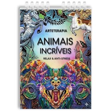 Imagem de Livro De Colorir Animais Incríveis Mandala Capa Holográfica 37 Desenhos Folha Grossa Capa Dura Wire-o A5 colorindo animal mandala adultos