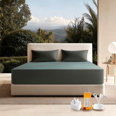 Imagem de Lençol King Size - 90% algodão orgânico e 10% fibra de prata, design de bolso profundo de 45,7 cm, macio e condutor, para melhor sono e alívio do estresse (verde escuro, 198 x 203 cm)