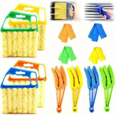 Imagem de 8 peças de limpador veneziano para janela, ferramenta de espanador veneziano, para veneziana, veneziana, veneziana, veneziana, persianas de madeira, com 4 capas de pano