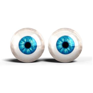 Imagem de Olhos de artesanato de vidro realistas de 2,5 cm, design de íris humana azul e cinza, conjunto de 2 peças, suprimentos para taxidermia e fabricação de bonecas - ONE POLEGADAS 25 mm (109-2-25)