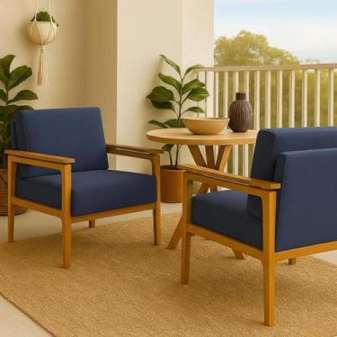 Imagem de Kit 2 Poltronas Yasmin Para Sala De Estar Ou Recepção Madeira Maciça E