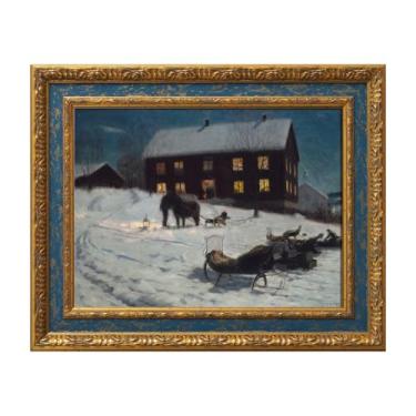 Imagem de FOLKOR Moldura de tela para impressões de arte de parede rústicas de 6,5 x 76 cm, molduras de 6,5 cm para pinturas de natureza morta do campo francês, decoração de quarto de hóspedes, sem vidro e