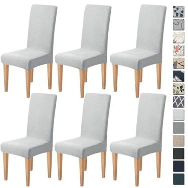 Imagem de Dioxide Capas elásticas para cadeiras de jantar, conjunto de 6 capas de cadeira de jantar laváveis, capas de assento macias para cadeiras de cozinha, capas de assento de jacquard Parson para casa