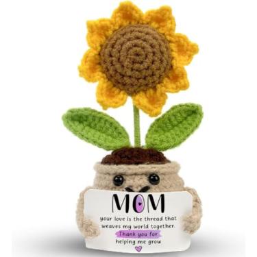 Imagem de Mini presentes de aniversário para mãe, presentes de filhas, obrigado por me ajudar a crescer, suporte emocional, crochê, planta de girassol, flores artificiais para decorações, presentes de Natal