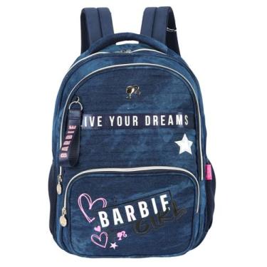 Imagem de Mochila De Costas Escolar Juvenil Barbie Girl Jeans - Luxcel, Azul