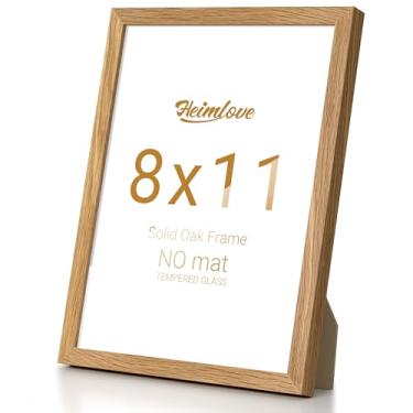 Imagem de Heimlove Moldura de madeira de carvalho 20 x 28 cm, molduras de alta qualidade 20 x 28 cm para pendurar na parede ou mesa, molduras 20 x 28 cm natural sem tapete, vidro temperado, kit de parede, cor